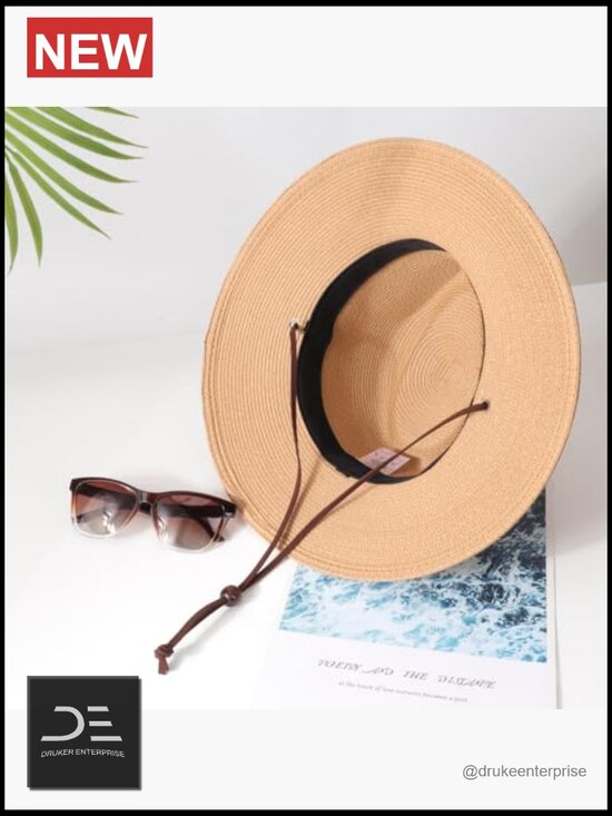 Straw Fedora Hat with Wide Brim UPF 50+ Sun Protection, Roll Up for Travel main image 5